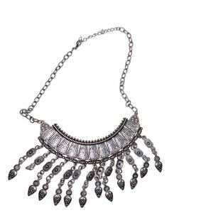 Gorgeous tribal style silver boho necklace